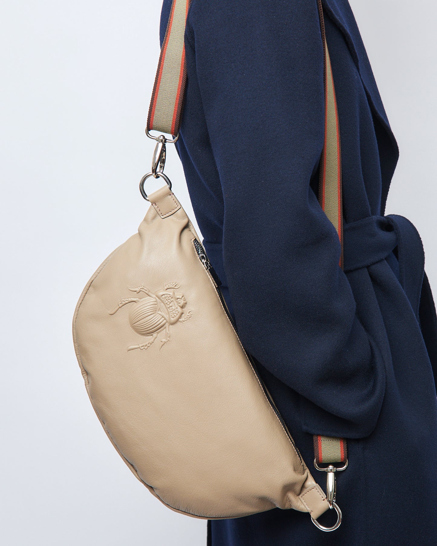Bag Strap 35 olive cognac/ Silver