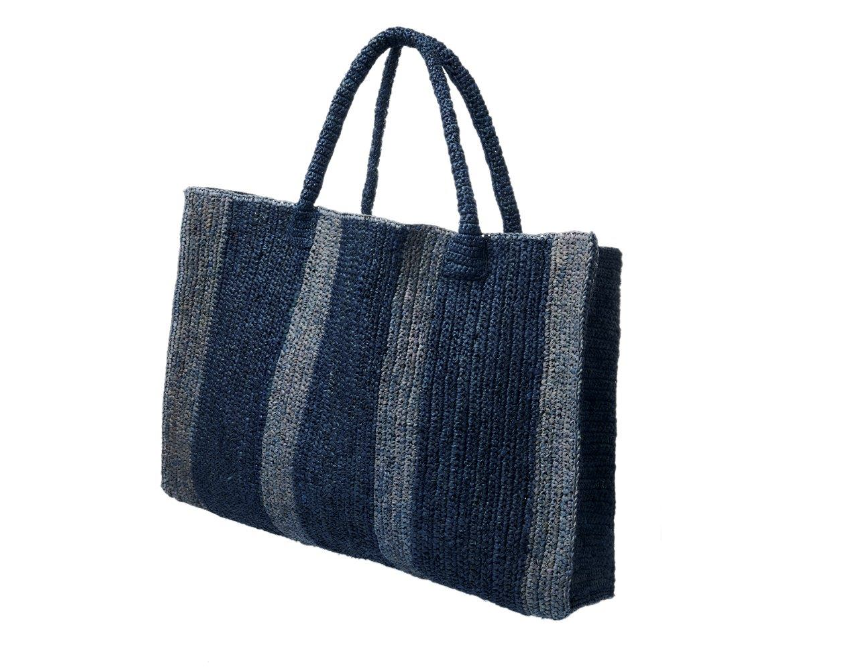 Raffia Bag Weekender indigo + water