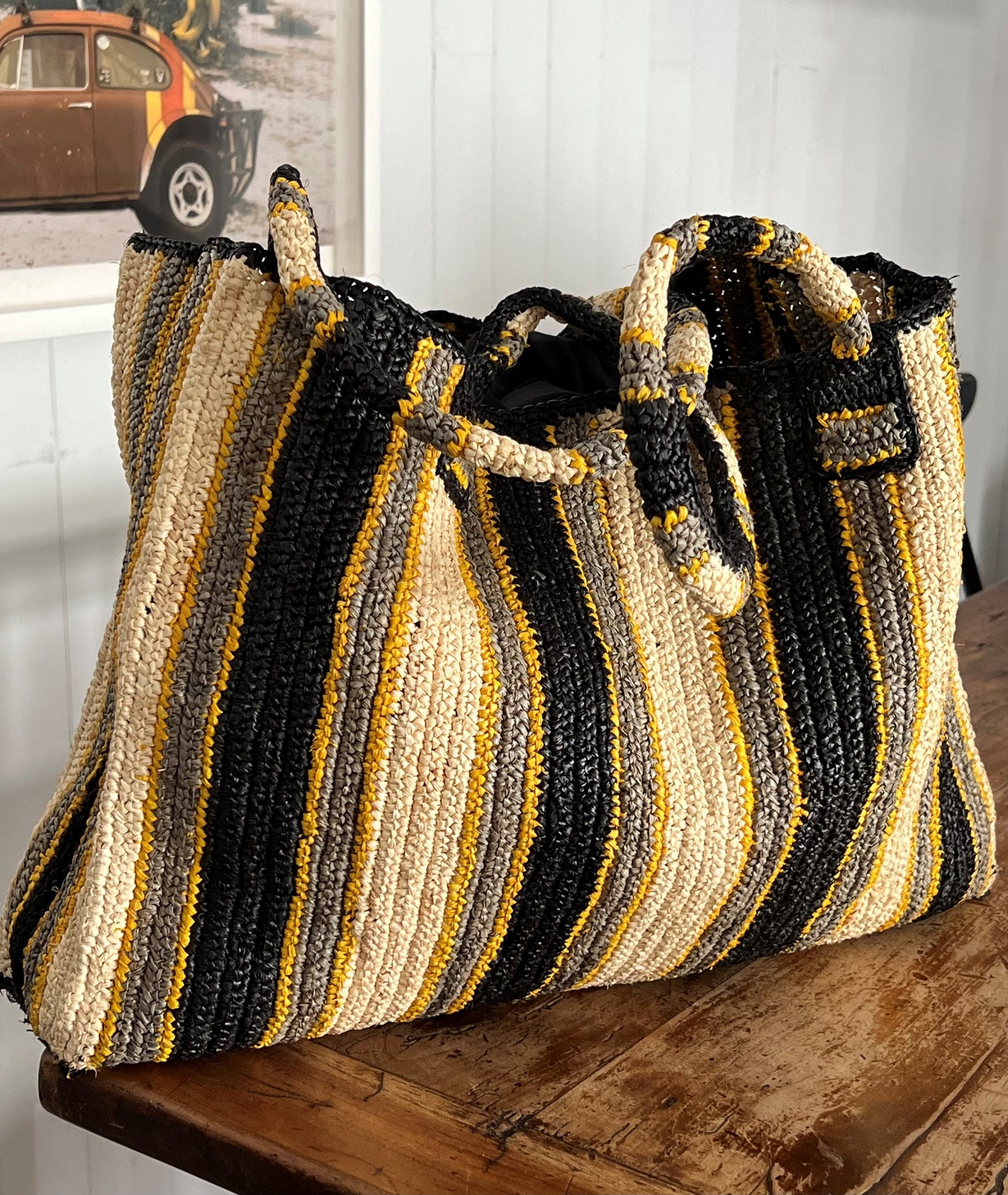 Raffia Bag Weekender 'Lemon Spritz'