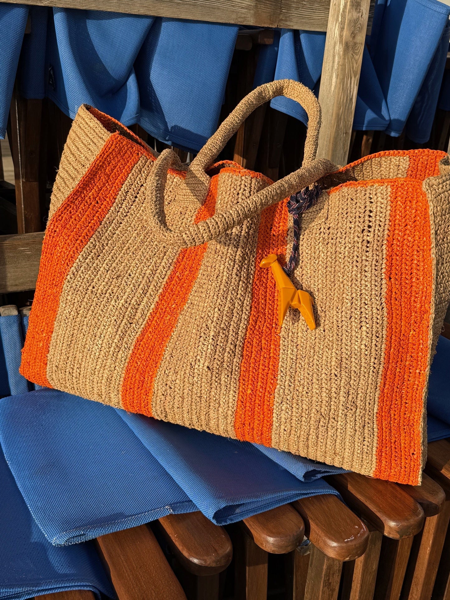 Raffia Bag Weekender sugar-orange