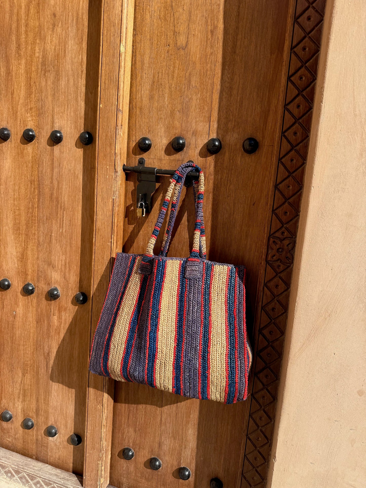 Raffia Bag Weekender 'Denim Days'