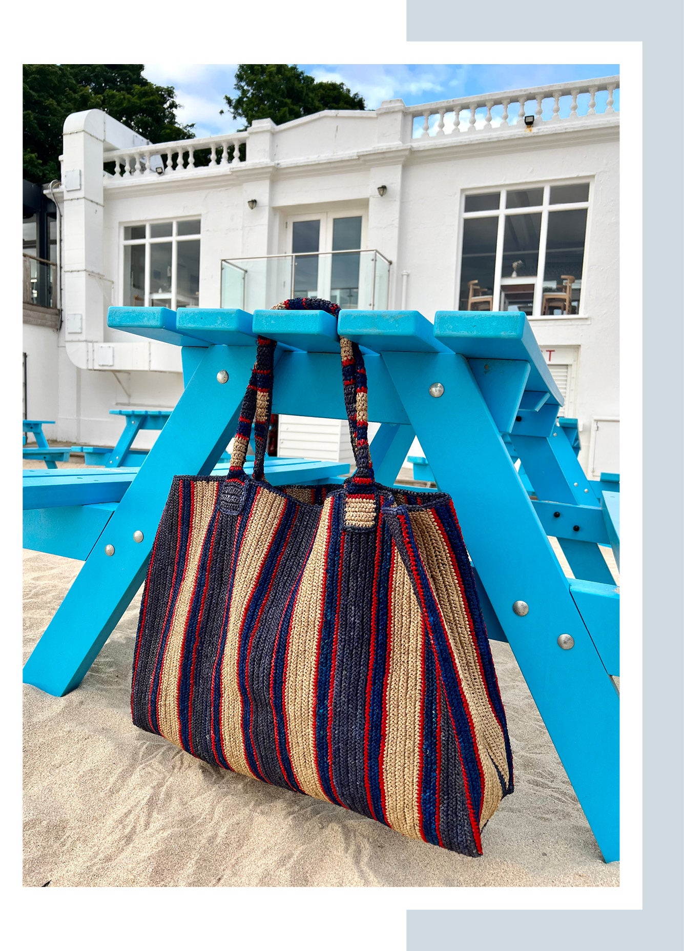 Raffia Bag Weekender 'Denim Days'