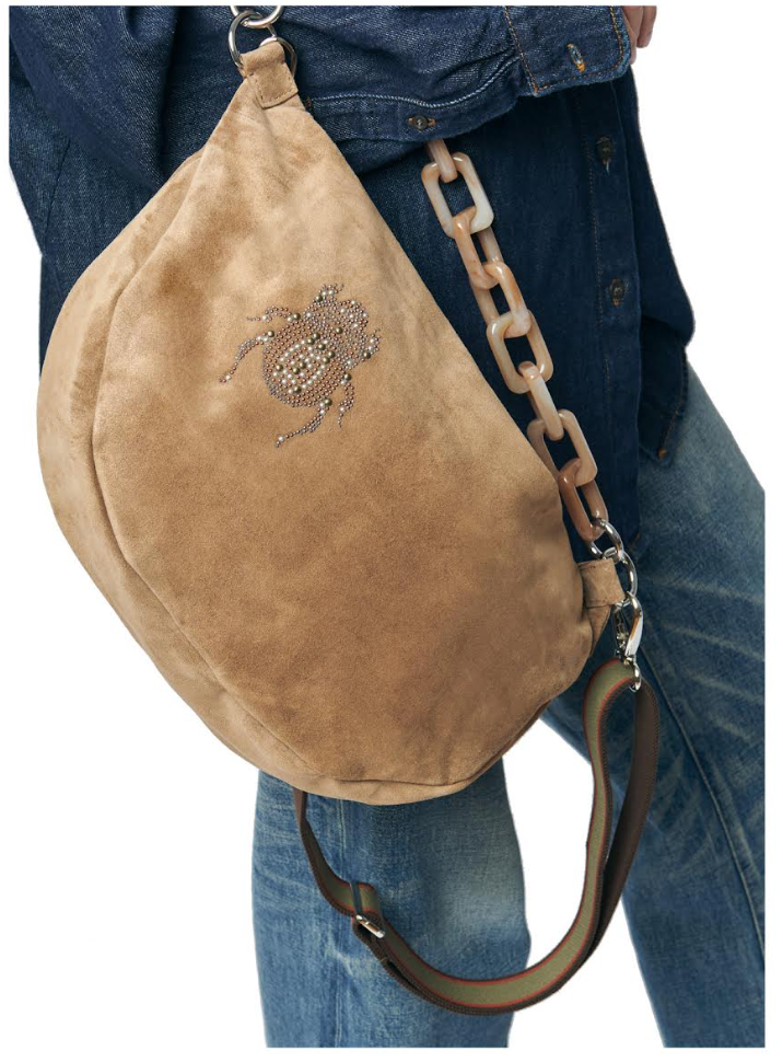 Belt Bag XXL Studs - Scarabmotive Cappuccino Suede