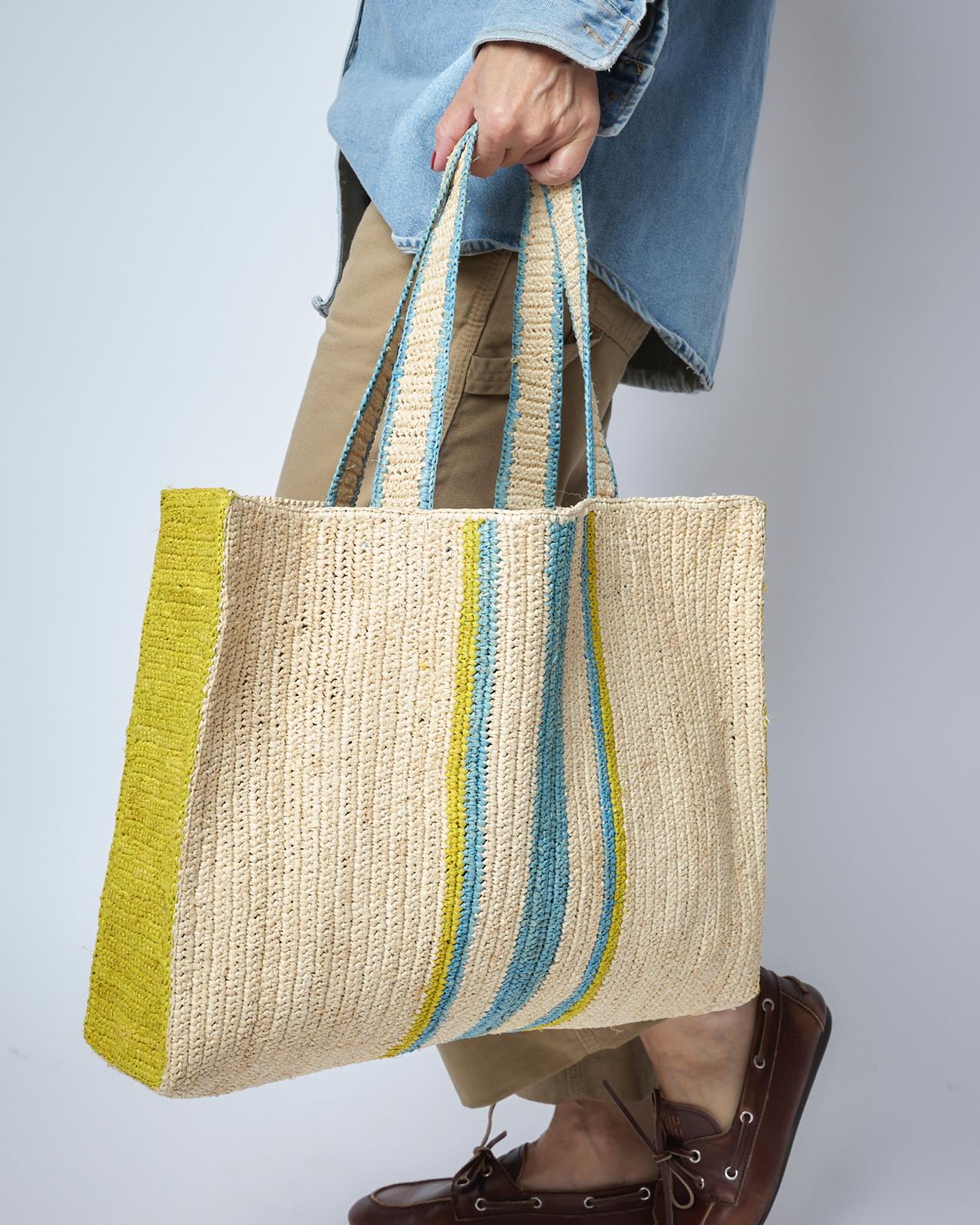 Raffia Bag Weekender 'Biarritz Pool'