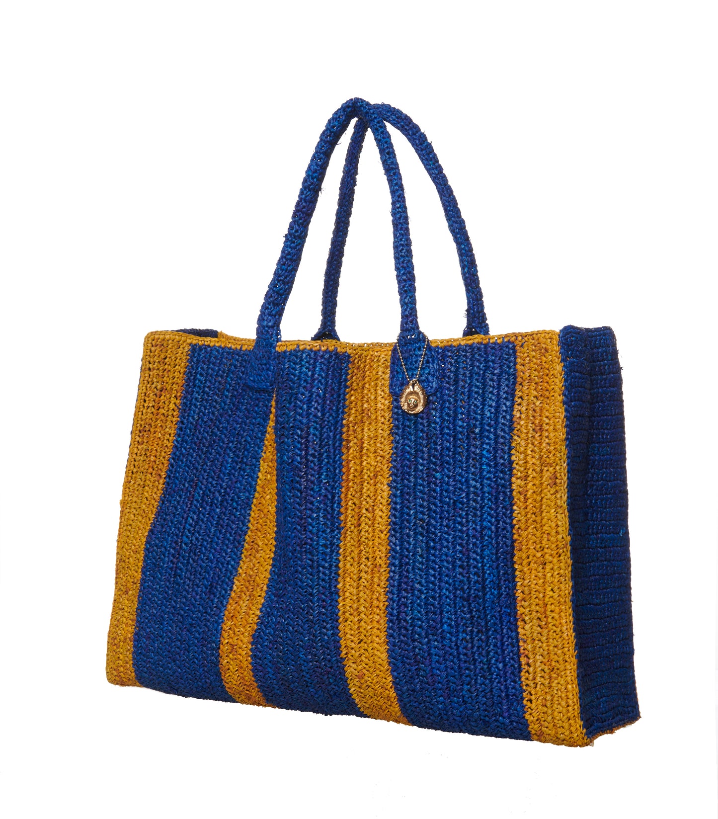 Raffia Bag Weekender denim-brown