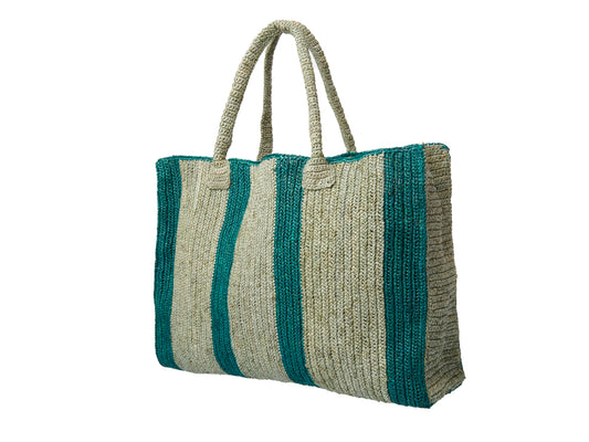 Raffia Bag Weekender pistache - jungle