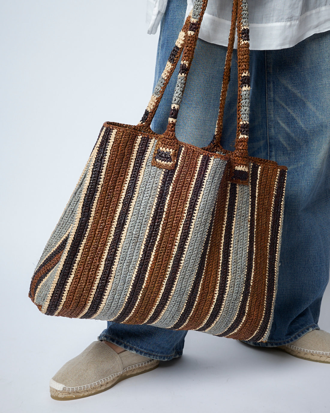 Raffia Bag Weekender Roadtrip tobacco mix - Little Sister