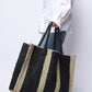 Raffia Bag Weekender black-beige