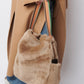 Hug Me Shopper XL sand & leather strap natural - multi colored stitching