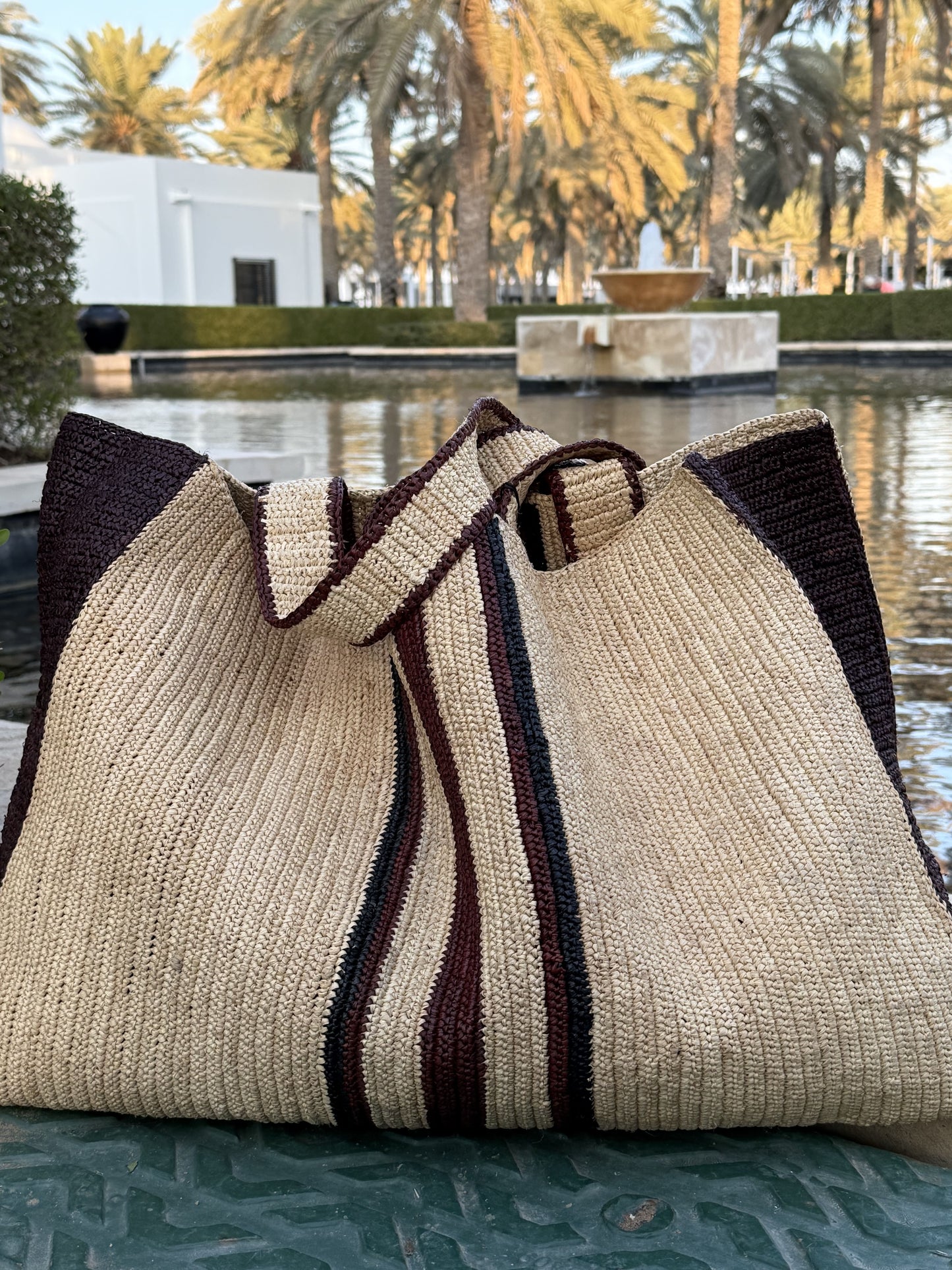 Raffia Bag Weekender 'Le Café'