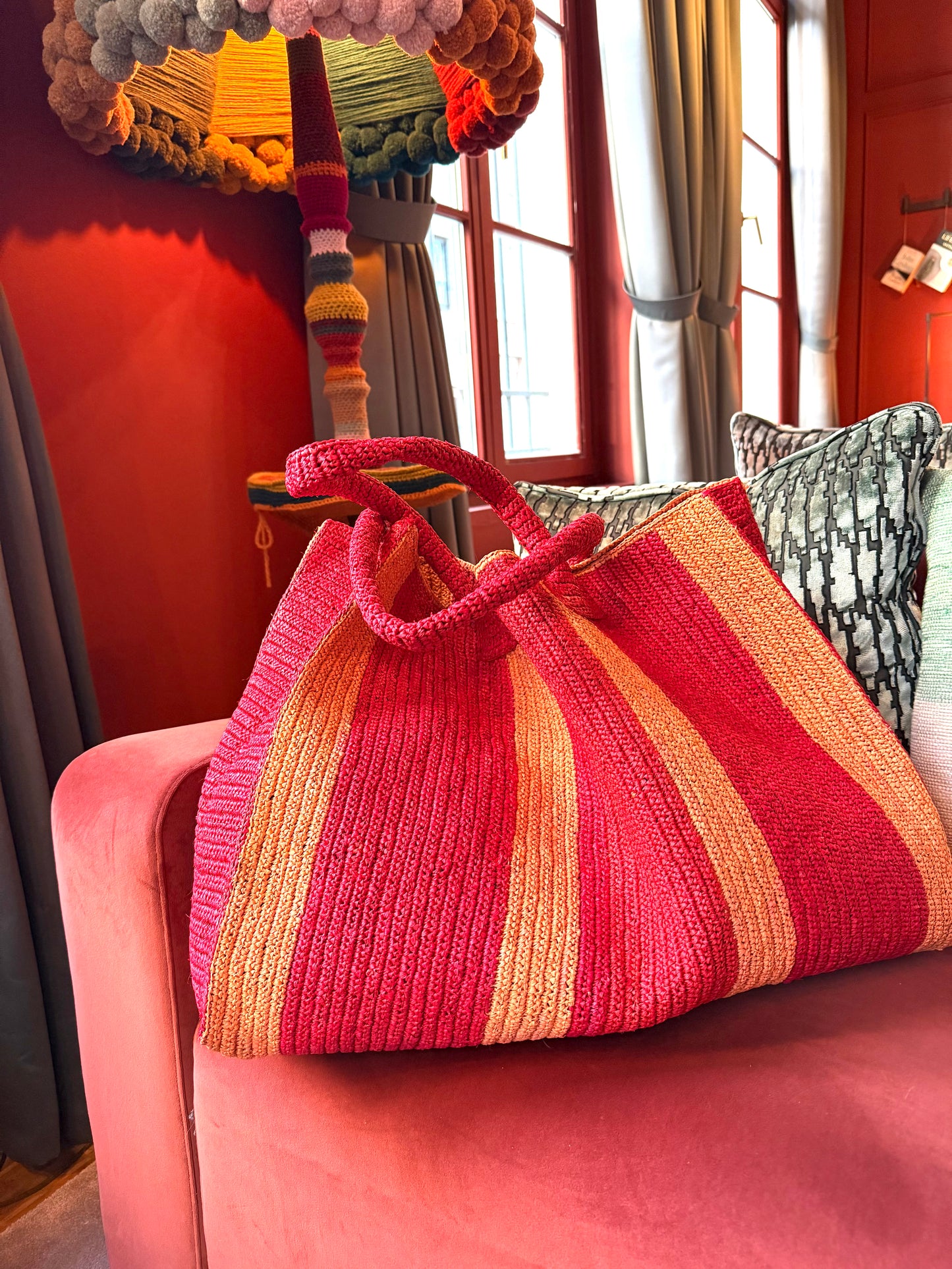 Raffia Bag Weekender 'Melon Mix'
