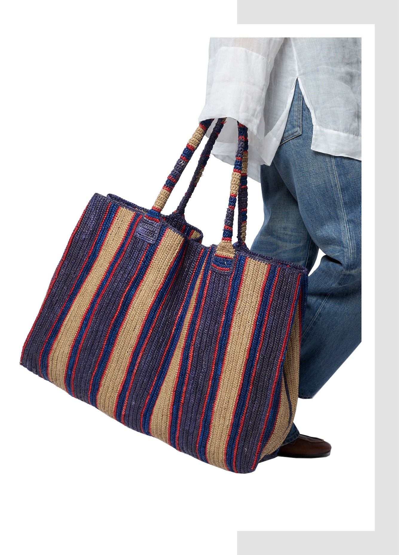 Raffia Bag Weekender 'Denim Days'