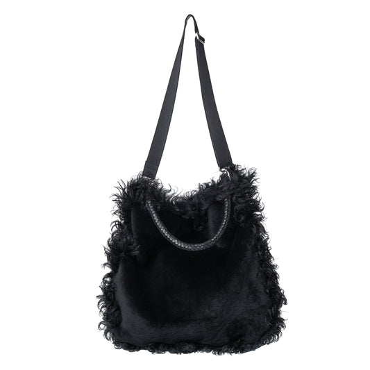 Antartica Shopper Curly black with braided strap black & crossbody strap