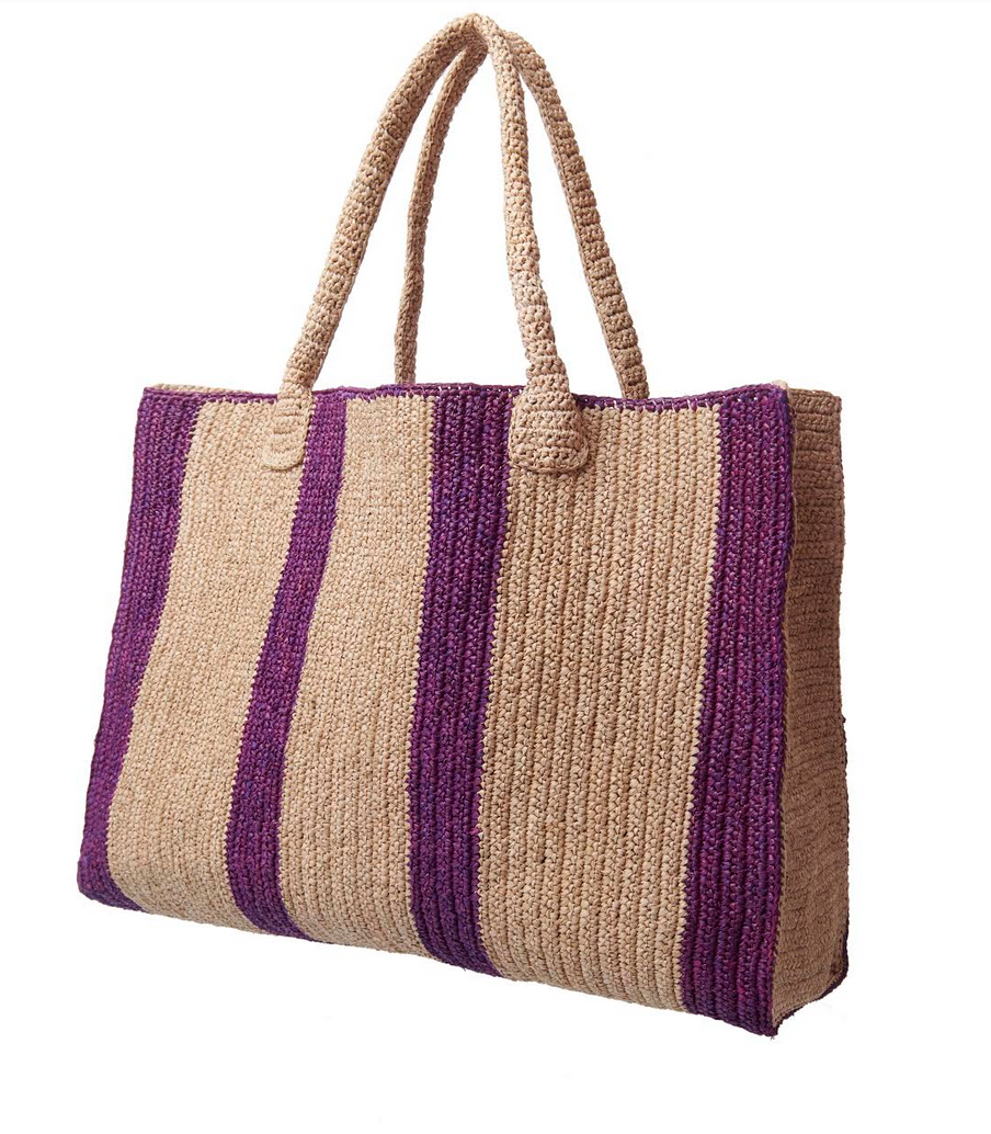Raffia Bag Weekender sand-violet