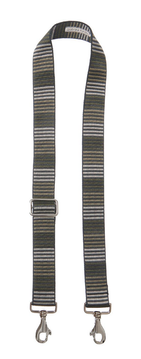 Bag Strap Horizontal Stripes olive - Gold/ Silver